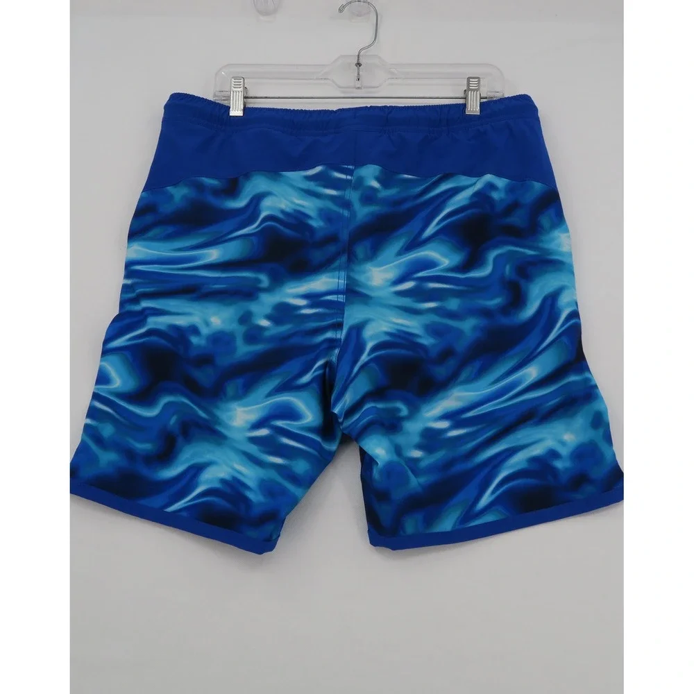 Lands' End Boys Blue Water Swirl Board Shorts with Compression Liner XXL 18H-20H